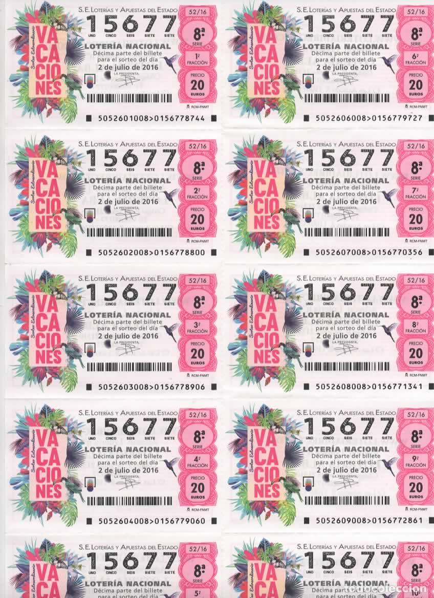 Loter&iacute;a nacional: LOTER&Iacute;A NACIONAL DEL SABADO - BILLETE DEL SORTEO 52 DEL 2016- EN PERFECTO ESTADO -