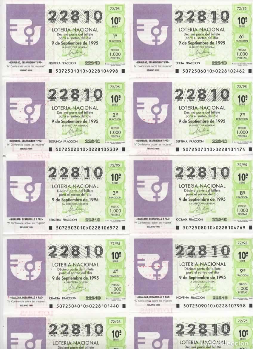 Loter&iacute;a nacional: LOTER&Iacute;A NACIONAL DEL SABADO - BILLETE DEL SORTEO 72 DEL 1995- EN PERFECTO ESTADO -