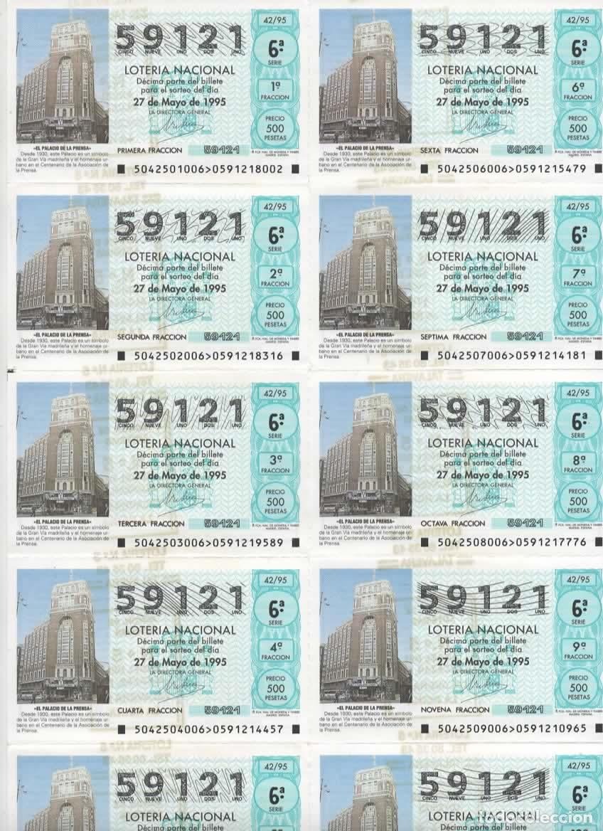 Loter&iacute;a nacional: LOTER&Iacute;A NACIONAL DEL SABADO - BILLETE DEL SORTEO 42 DEL 1995- EN PERFECTO ESTADO -