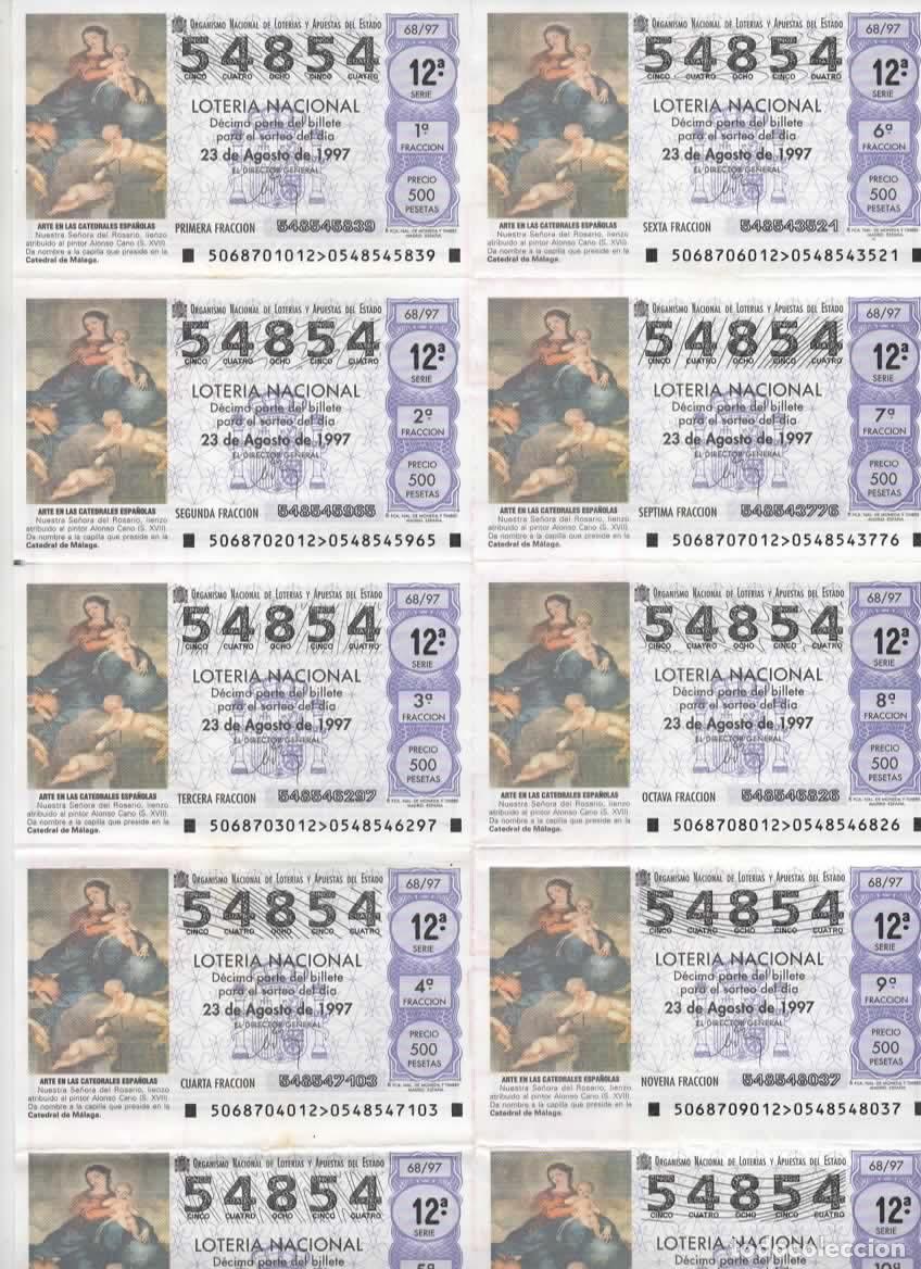Loter&iacute;a nacional: LOTER&Iacute;A NACIONAL DEL SABADO - BILLETE DEL SORTEO 68 DEL 1997- EN PERFECTO ESTADO -