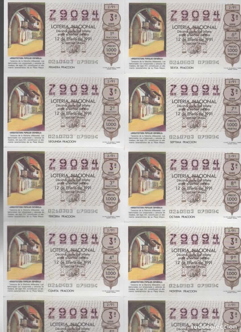 Loter&iacute;a nacional: LOTER&Iacute;A NACIONAL DEL SABADO - BILLETE DEL SORTEO 2 DEL 1991 - EN PERFECTO ESTADO -