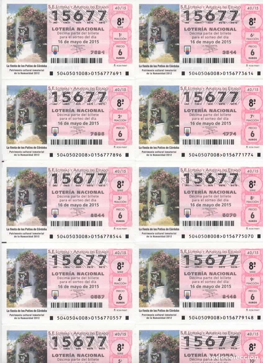 Loter&iacute;a nacional: LOTER&Iacute;A NACIONAL DEL SABADO - BILLETE DEL SORTEO 40 DEL 2015 - EN PERFECTO ESTADO -