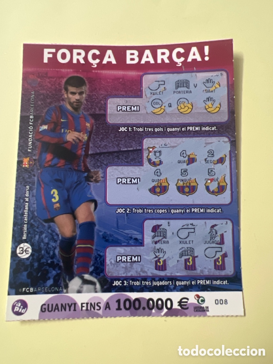 Loter&iacute;a nacional: A380. LOTERIA CATALUNYA LOTO RAPID FOR&Ccedil;A BAR&Ccedil;A PIQUE