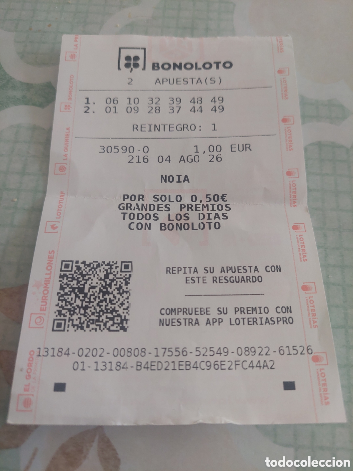 Loter&iacute;a nacional: BOLETO NOIA LA CORU&Ntilde;A BONOLOTO