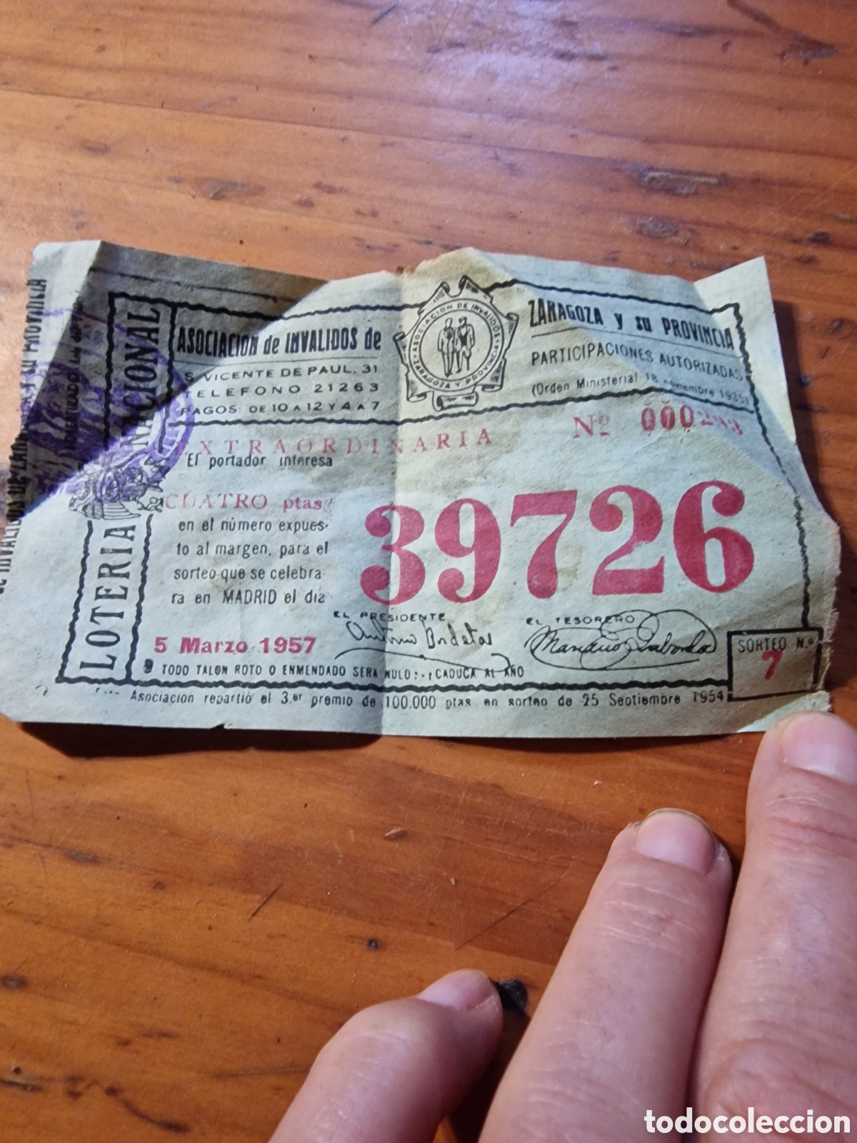 Loter&iacute;a nacional: Antiguo decimo loter&iacute;a nacional 5 marzo 1957,ideal coleccionista
