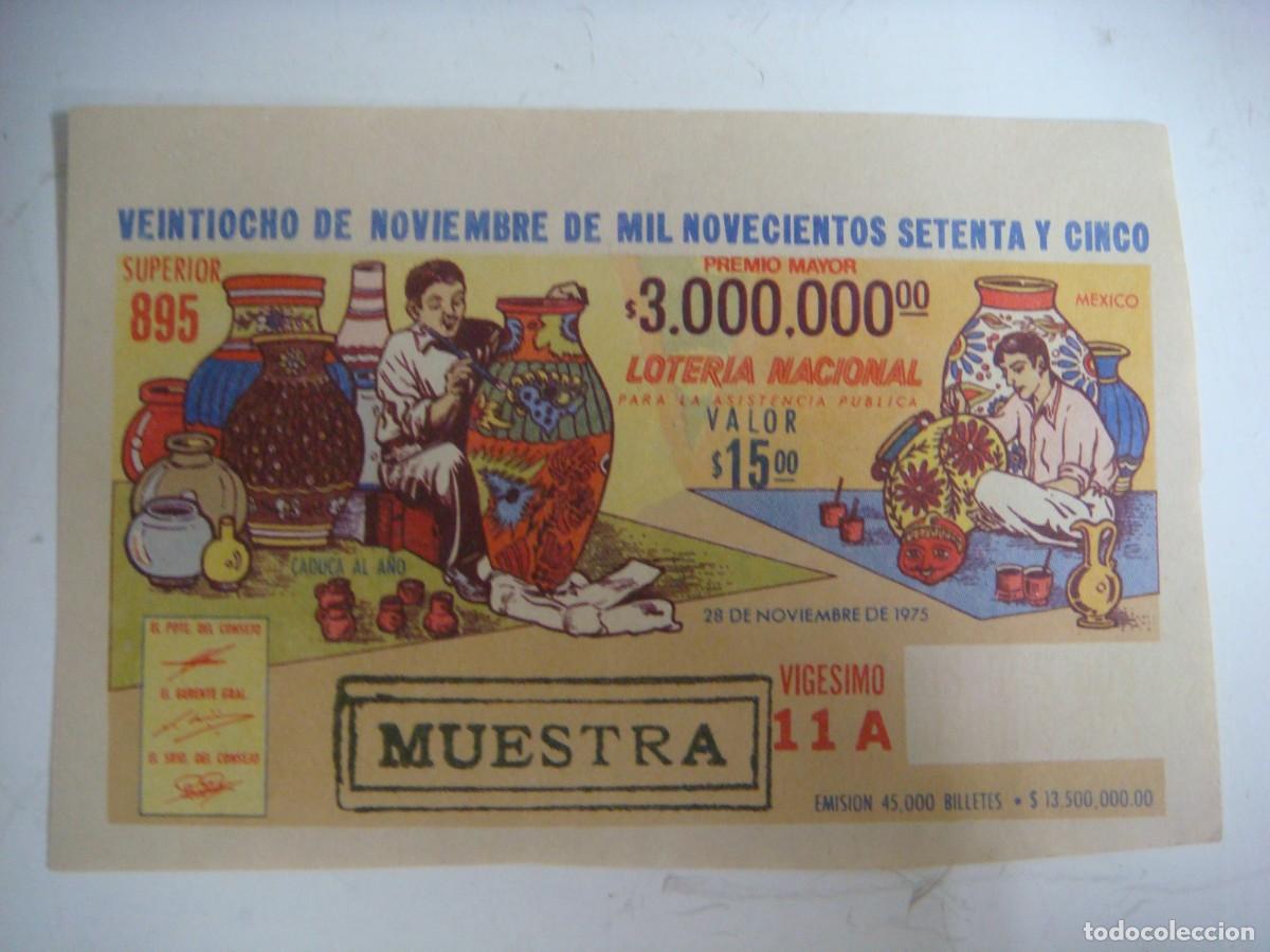 Loter&iacute;a nacional: LOTERIA NACIONAL DE MEXICO DE 28 -11-1975 MUESTRA-(&)