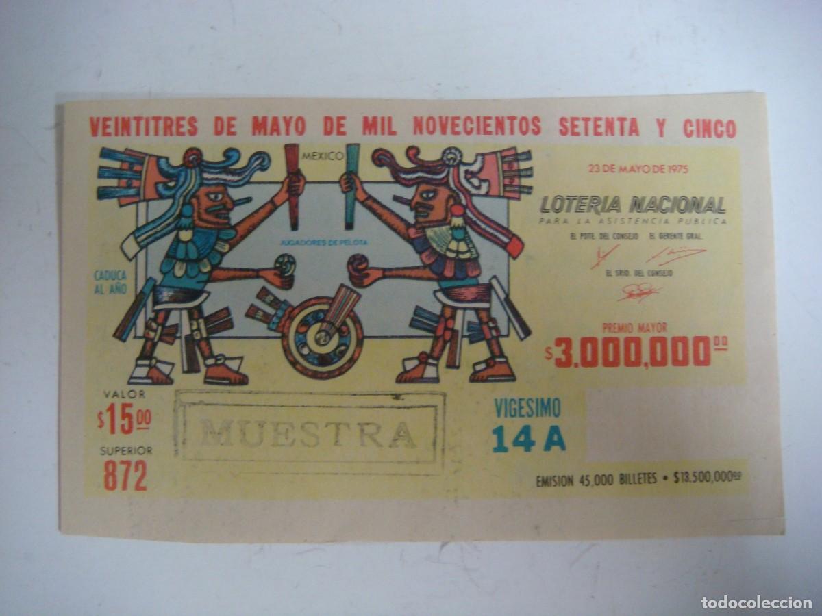 Loter&iacute;a nacional: LOTERIA NACIONAL DE MEXICO DE 23-MAYO-1975 MUESTRA-(&)