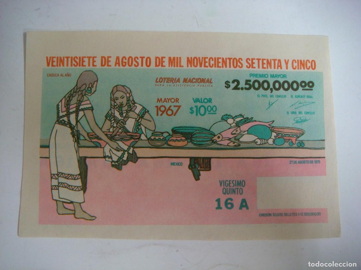 Loter&iacute;a nacional: LOTERIA NACIONAL DE MEXICO DE 27-AGOSTO-1975-(&)