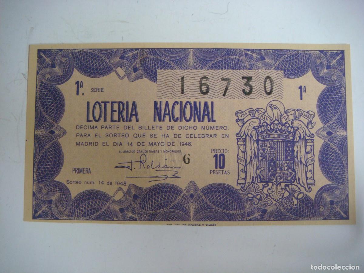 Lotteria Nationale Spagnola: DECIMO DE LOTERIA NACIONAL DEL 14 DE MAYO 1948 SORTEO N&ordm;-14-(&)