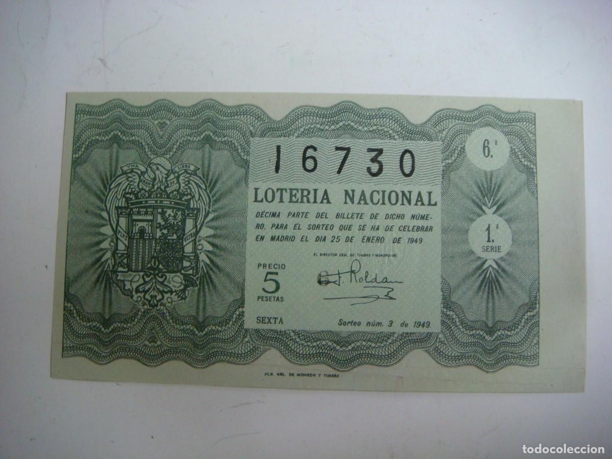 Loter&iacute;a nacional: DECIMO DE LOTERIA NACIONAL DEL 25 DE ENERO 1949 SORTEO N&ordm;-3-(&)