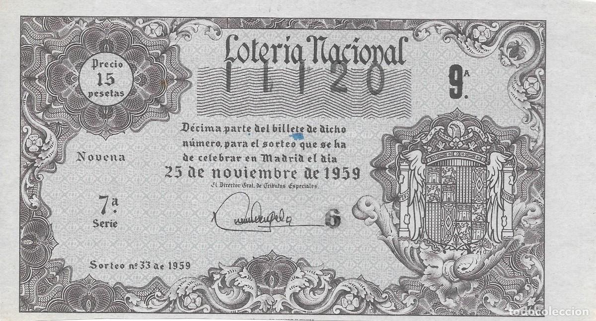 Loter&iacute;a nacional: LOTER&Iacute;A NACIONAL. SORTEO 33 DE 1959