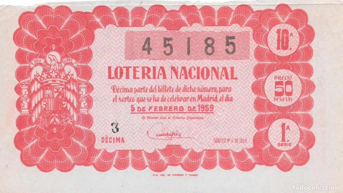 Loterie Nationale: LOTER&Iacute;A NACIONAL. SORTEO 4 DE 1959