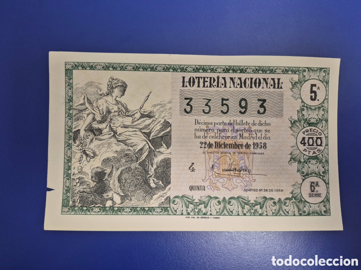 Loter&iacute;a nacional: LOTERIA NACIONAL SORTEO 36 DE 1958 NAVIDAD