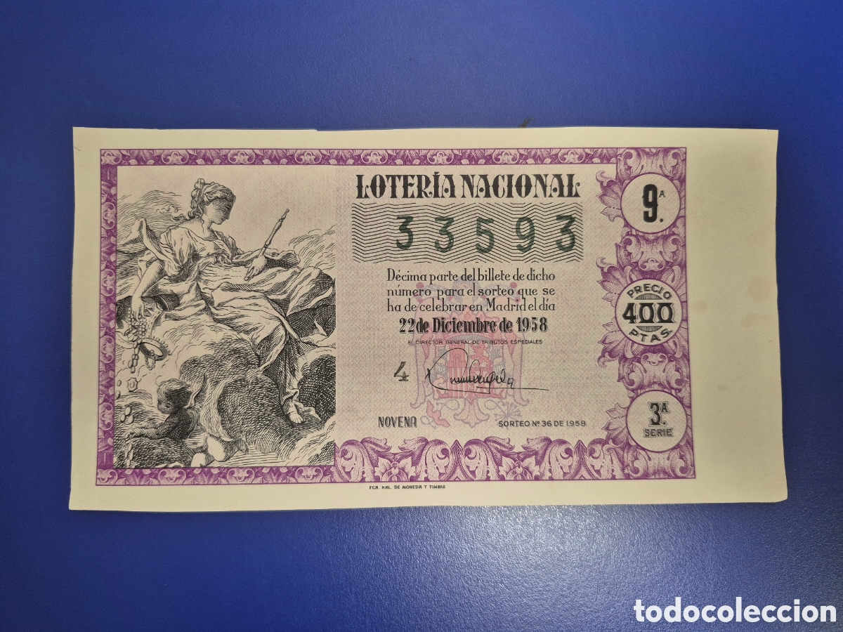 Loter&iacute;a nacional: LOTERIA NACIONAL SORTEO 36 DE 1958 NAVIDAD