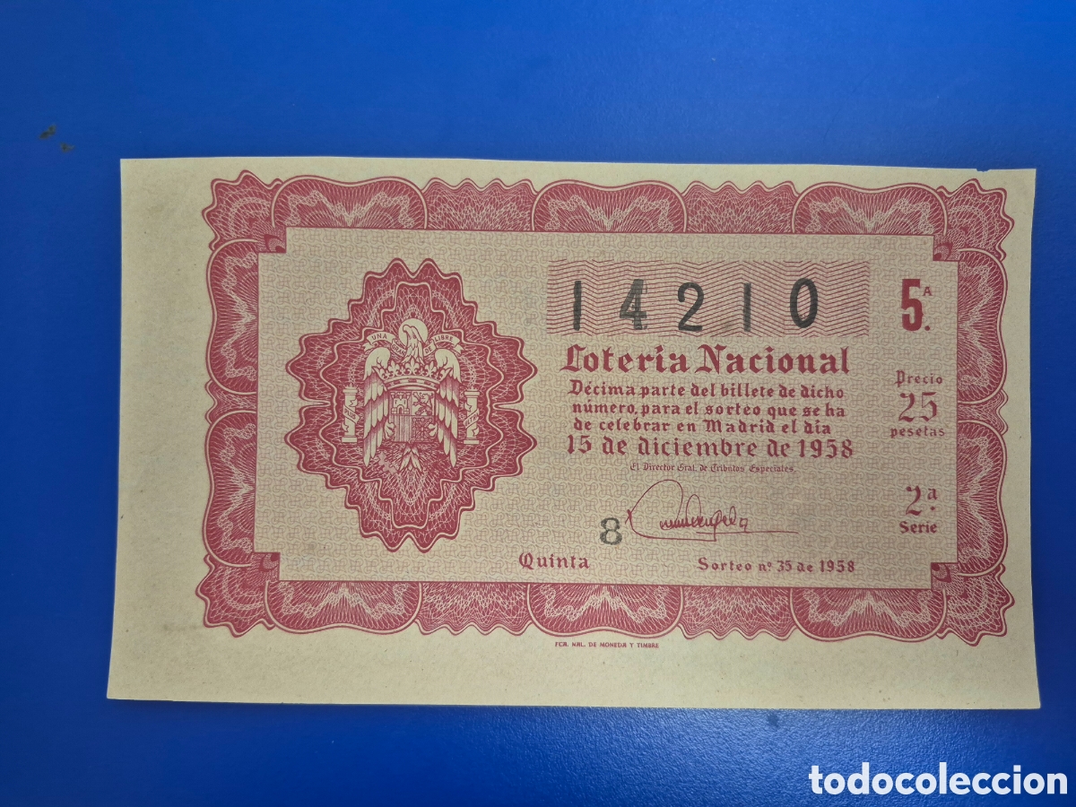 Loter&iacute;a nacional: LOTERIA NACIONAL SORTEO 35 DE 1958