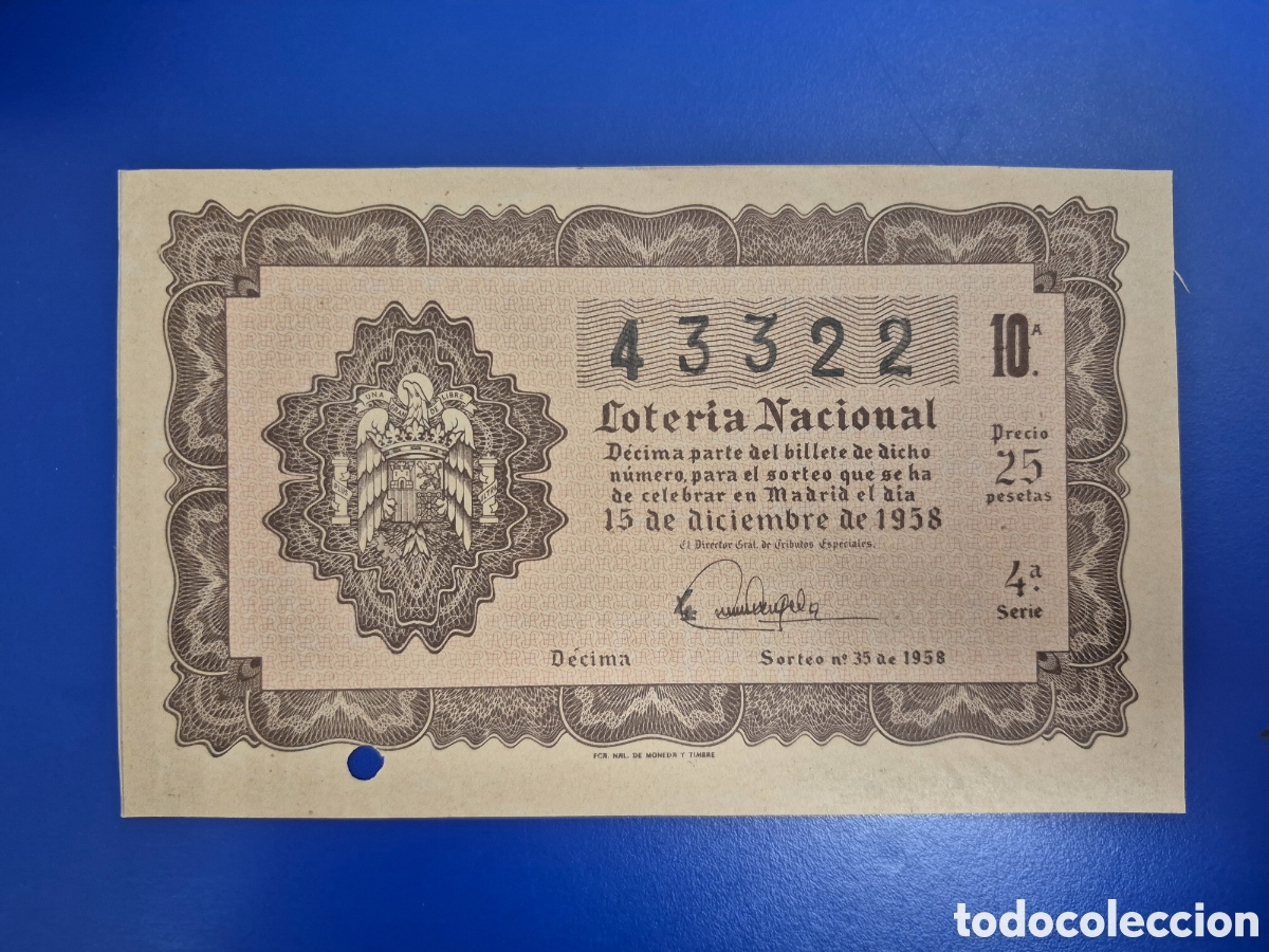 Loter&iacute;a nacional: LOTERIA NACIONAL SORTEO 35 DE 1958
