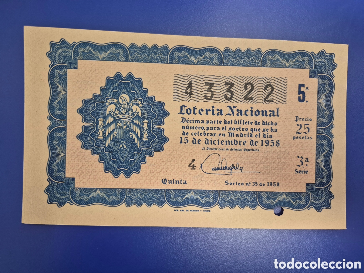 Loter&iacute;a nacional: LOTERIA NACIONAL SORTEO 35 DE 1958