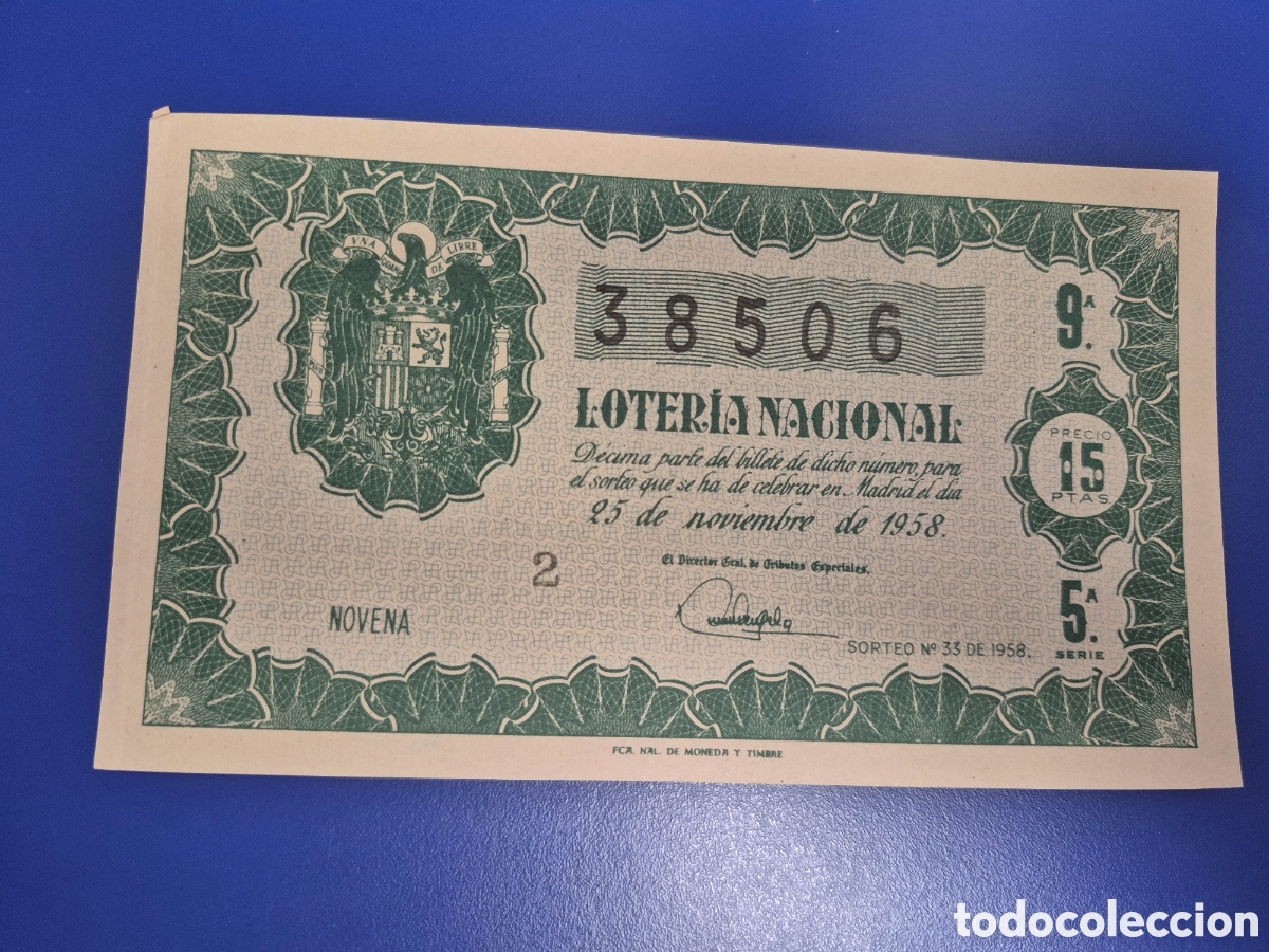 Loter&iacute;a nacional: LOTERIA NACIONAL SORTEO 33 DE 1958