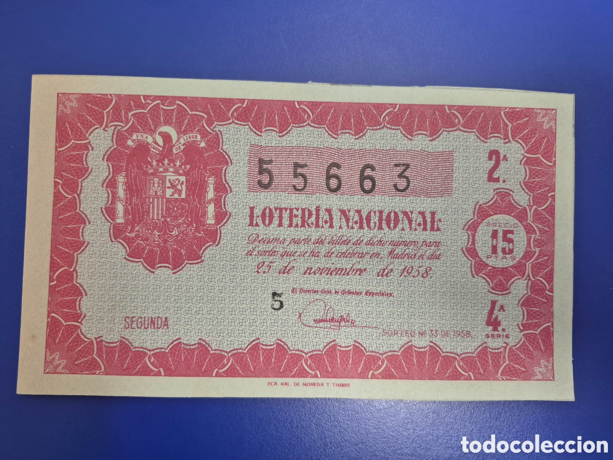 Loter&iacute;a nacional: LOTERIA NACIONAL SORTEO 33 DE 1958