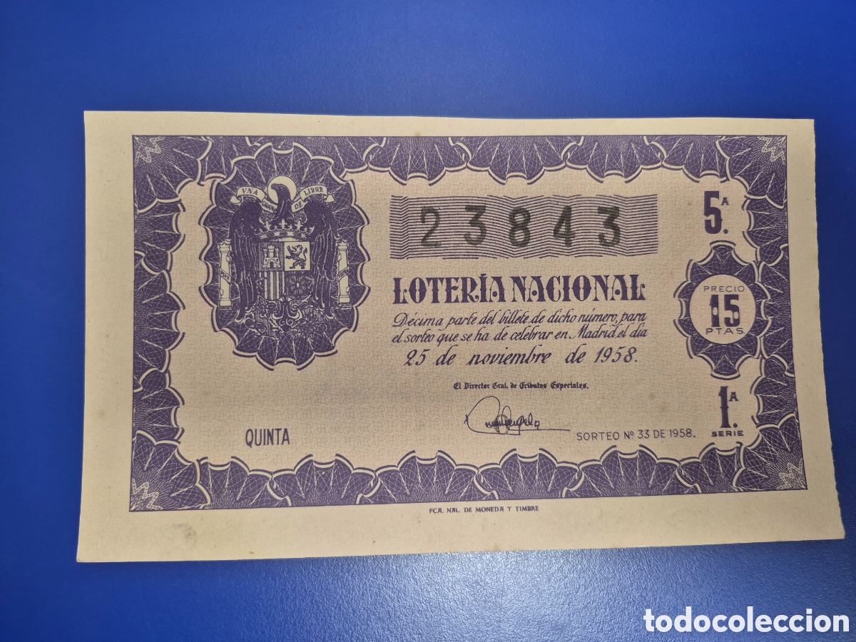 Loter&iacute;a nacional: LOTERIA NACIONAL SORTEO 33 DE 1958