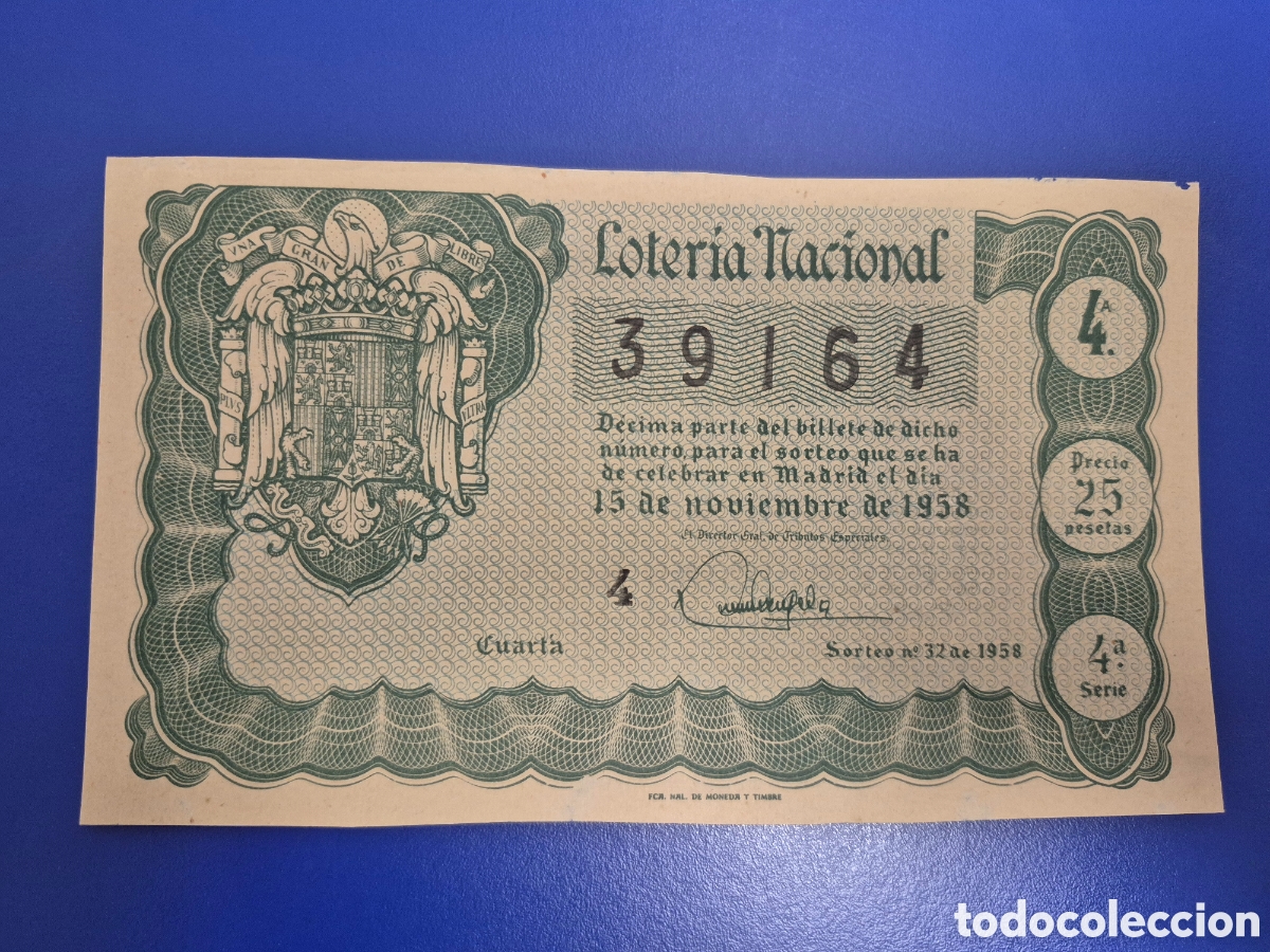 Loter&iacute;a nacional: LOTERIA NACIONAL SORTEO 32 DE 1958
