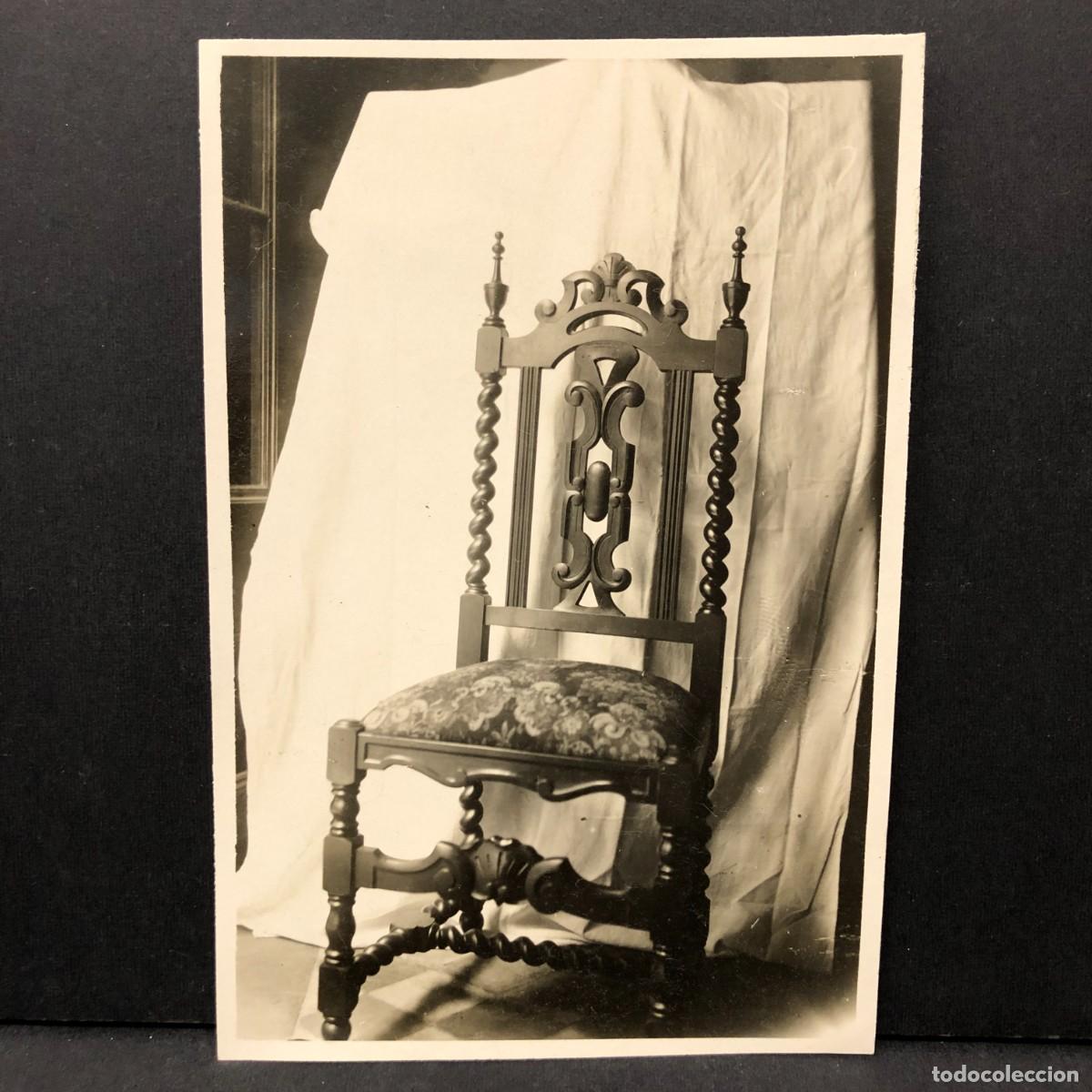 Loter&iacute;a nacional: ANTIGUA FOTOGRAFIA - SILLA DE ESTILO CLASICO - 14 X 9,5 CM / 5499