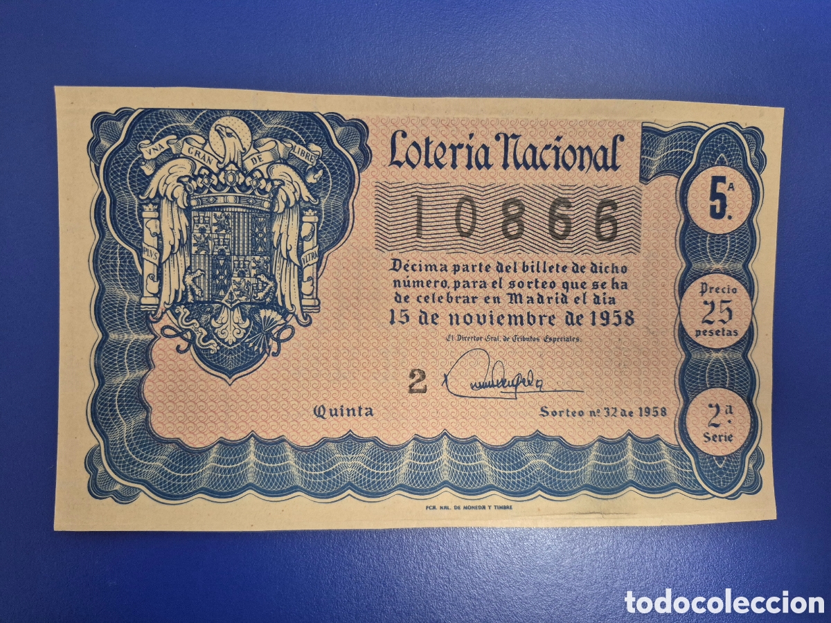 Loterie Nationale: LOTERIA NACIONAL SORTEO 32 DE 1958