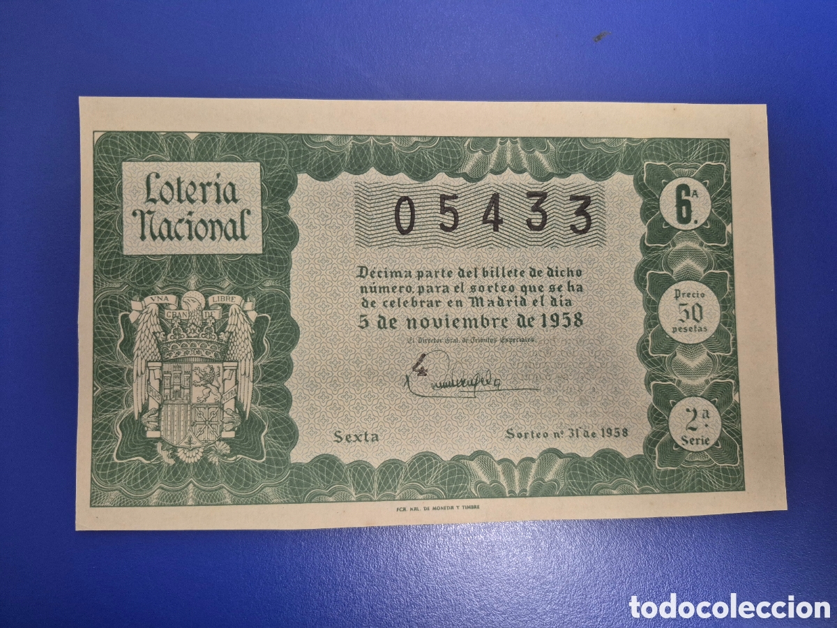Loter&iacute;a nacional: LOTERIA NACIONAL SORTEO 31 DE 1958