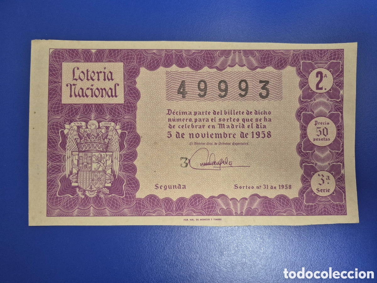 Loter&iacute;a nacional: LOTERIA NACIONAL SORTEO 31 DE 1958