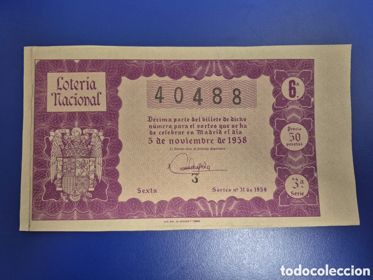 Loter&iacute;a nacional: LOTERIA NACIONAL SORTEO 31 DE 1958
