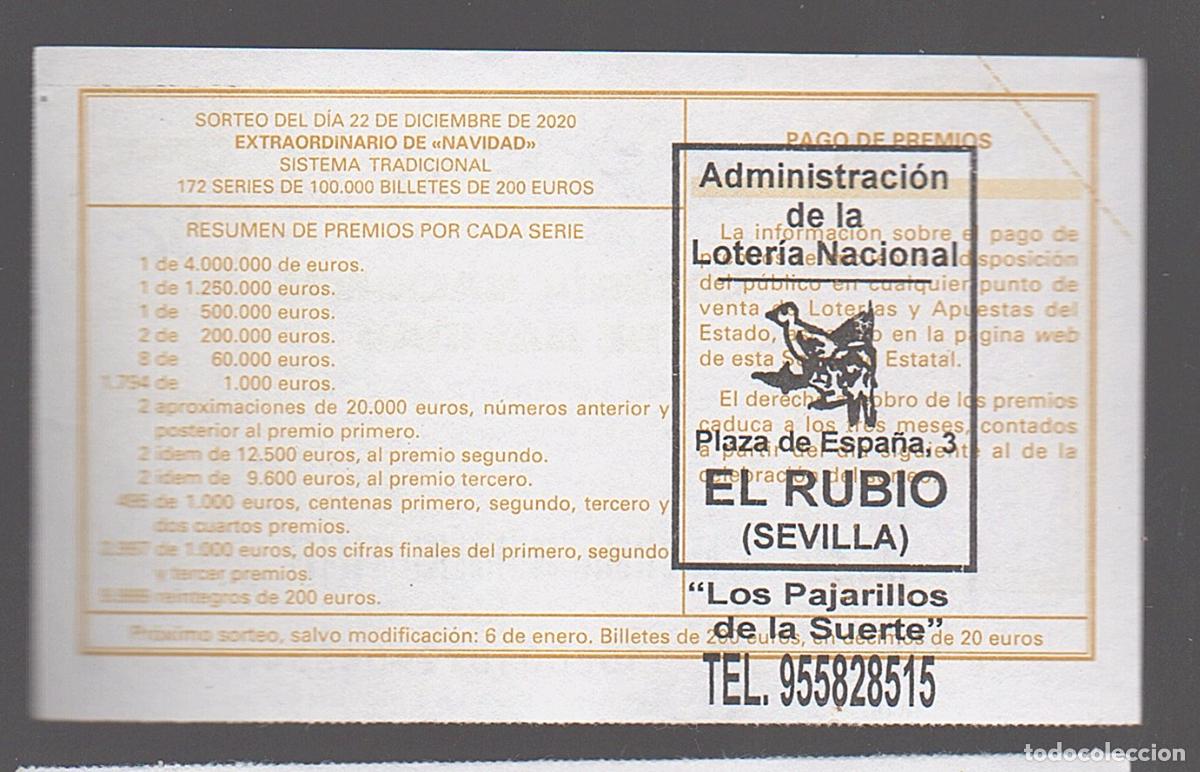 Loter&iacute;a nacional: LOTER&Iacute;A NACIONAL DEL SABADO - ADMINISTRACION DE EL RUBIO (SEVILLA) -