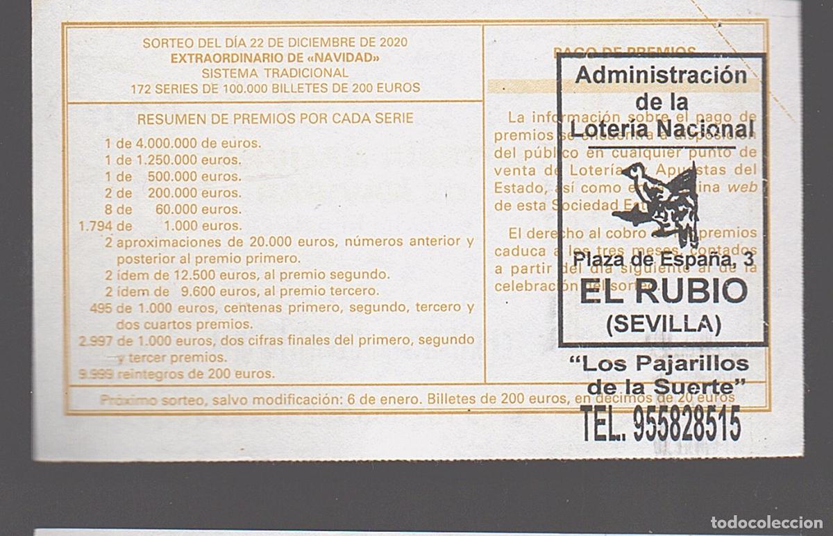 Loter&iacute;a nacional: LOTER&Iacute;A NACIONAL DEL SABADO - ADMINISTRACION DE EL RUBIO (SEVILLA) -