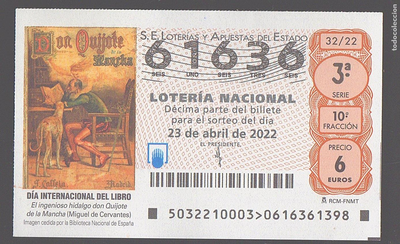 Loter&iacute;a nacional: LOTER&Iacute;A NACIONAL DEL SABADO - SORTEO 32 DEL 2022 - DIA INTERNACIONAL DEL LIBRO -