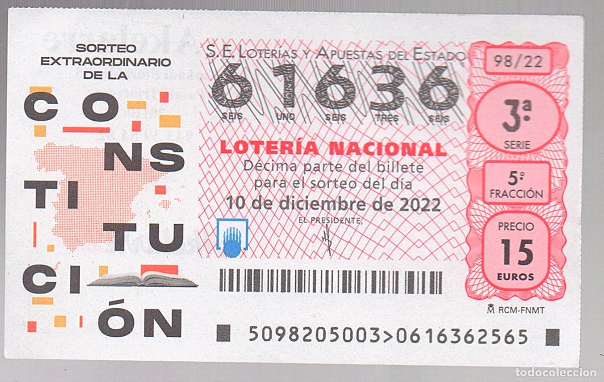 Loter&iacute;a nacional: LOTER&Iacute;A NACIONAL DEL SABADO - SORTEO 98 DEL 2022 - SORTEO EXTRAORDINARIO DE LA CONSTITUCI&Oacute;N -
