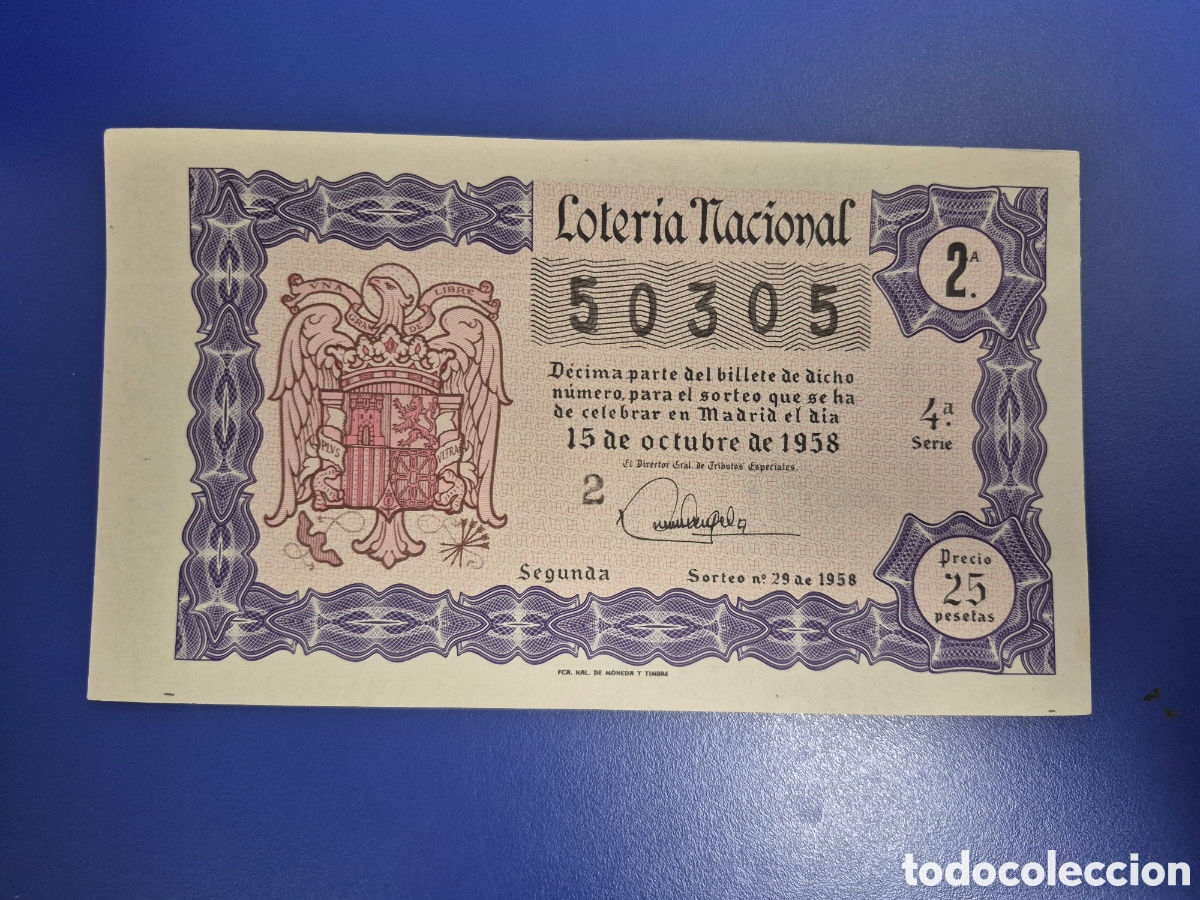 Loter&iacute;a nacional: LOTERIA NACIONAL SORTEO 29 DE 1958
