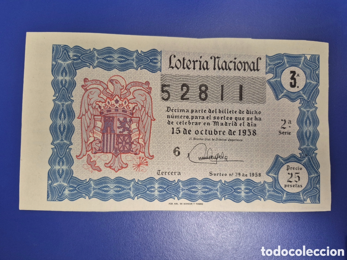 Loter&iacute;a nacional: LOTERIA NACIONAL SORTEO 29 DE 1958