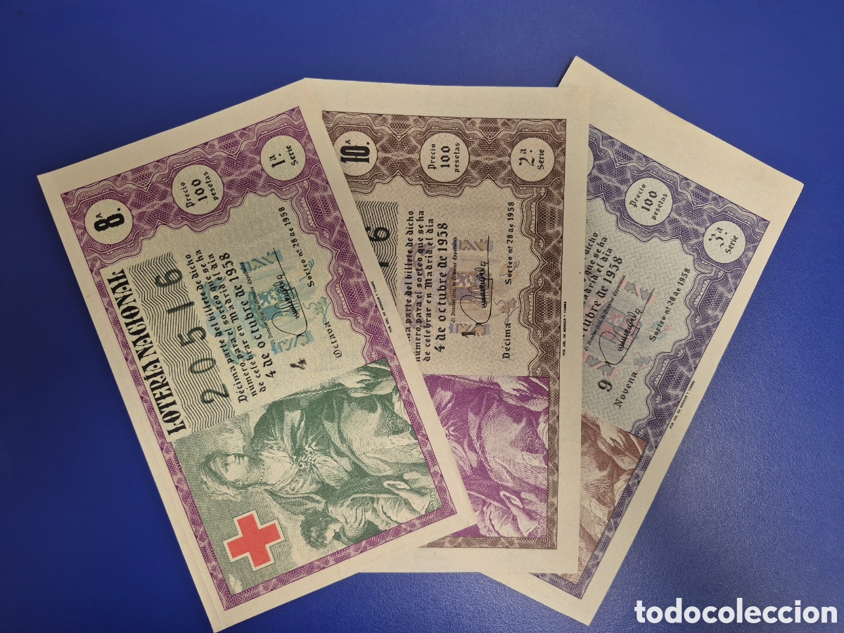 Loter&iacute;a nacional: LOTERIA NACIONAL SORTEO 28 DE 1958 CRUZ ROJA SERIE COMPLETA