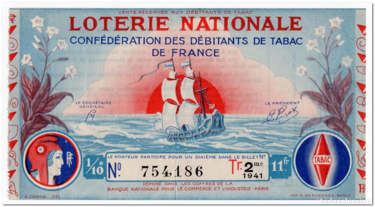 Loter&iacute;a nacional: LOTERIE NATIONALE DE FRANCE,1941,VF