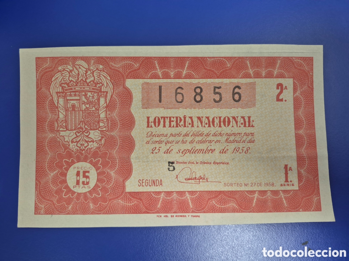 Loter&iacute;a nacional: LOTERIA NACIONAL SORTEO 27 DE 1958