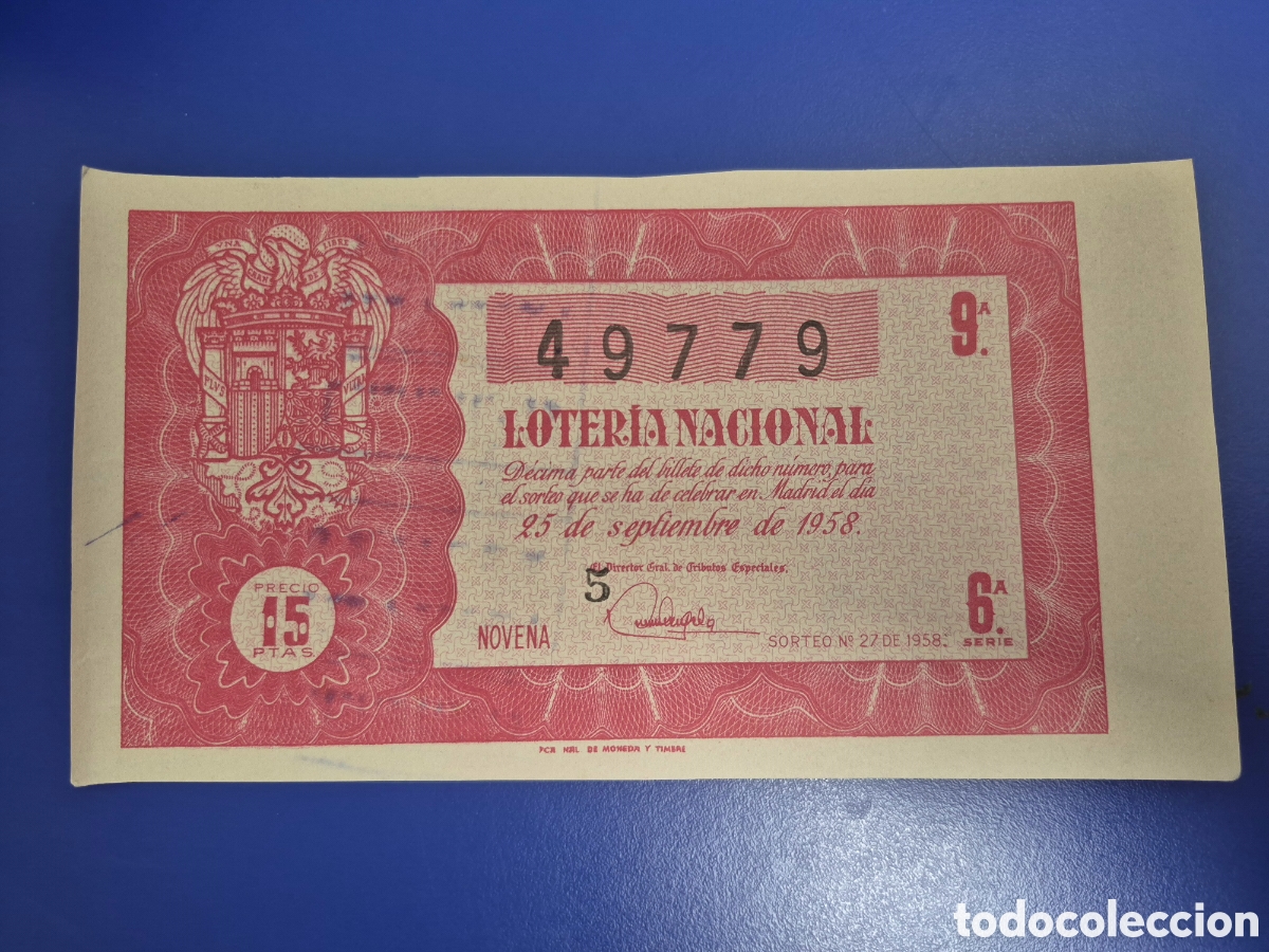 Loter&iacute;a nacional: LOTERIA NACIONAL SORTEO 27 DE 1958