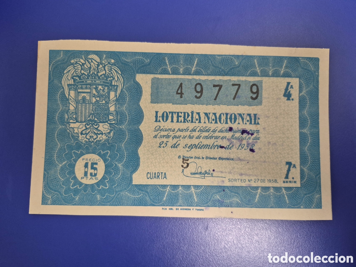 Loter&iacute;a nacional: LOTERIA NACIONAL SORTEO 27 DE 1958