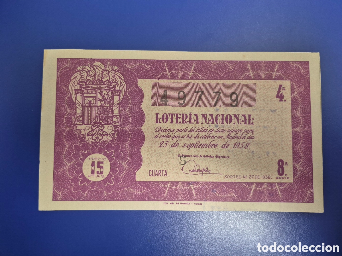Loter&iacute;a nacional: LOTERIA NACIONAL SORTEO 27 DE 1958
