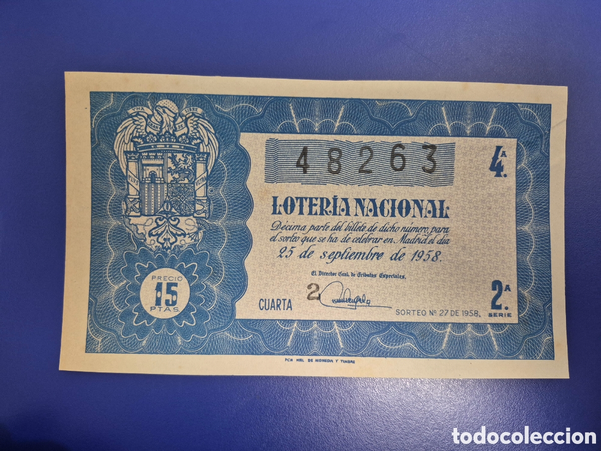 Loter&iacute;a nacional: LOTERIA NACIONAL SORTEO 27 DE 1958