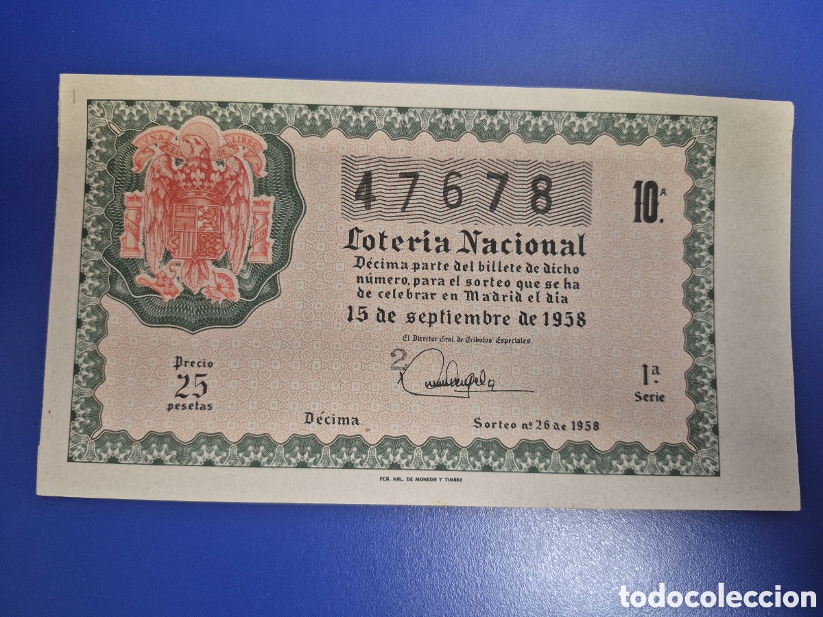 Lotaria Nacional: LOTERIA NACIONAL SORTEO 26 DE 1958