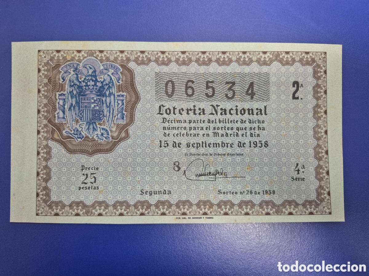 Lotaria Nacional: LOTERIA NACIONAL SORTEO 26 DE 1958