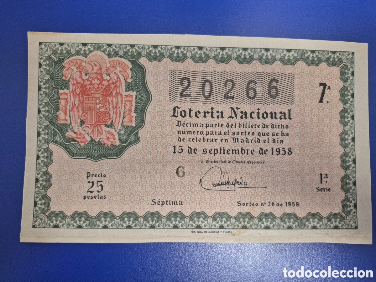 Lotaria Nacional: LOTERIA NACIONAL SORTEO 26 DE 1958
