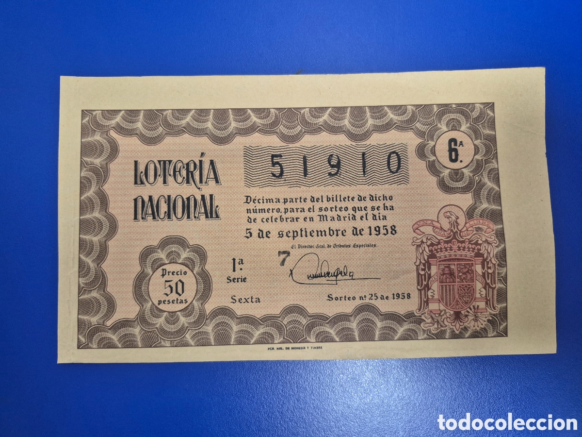 Loter&iacute;a nacional: LOTERIA NACIONAL SORTEO 25 DE 1958