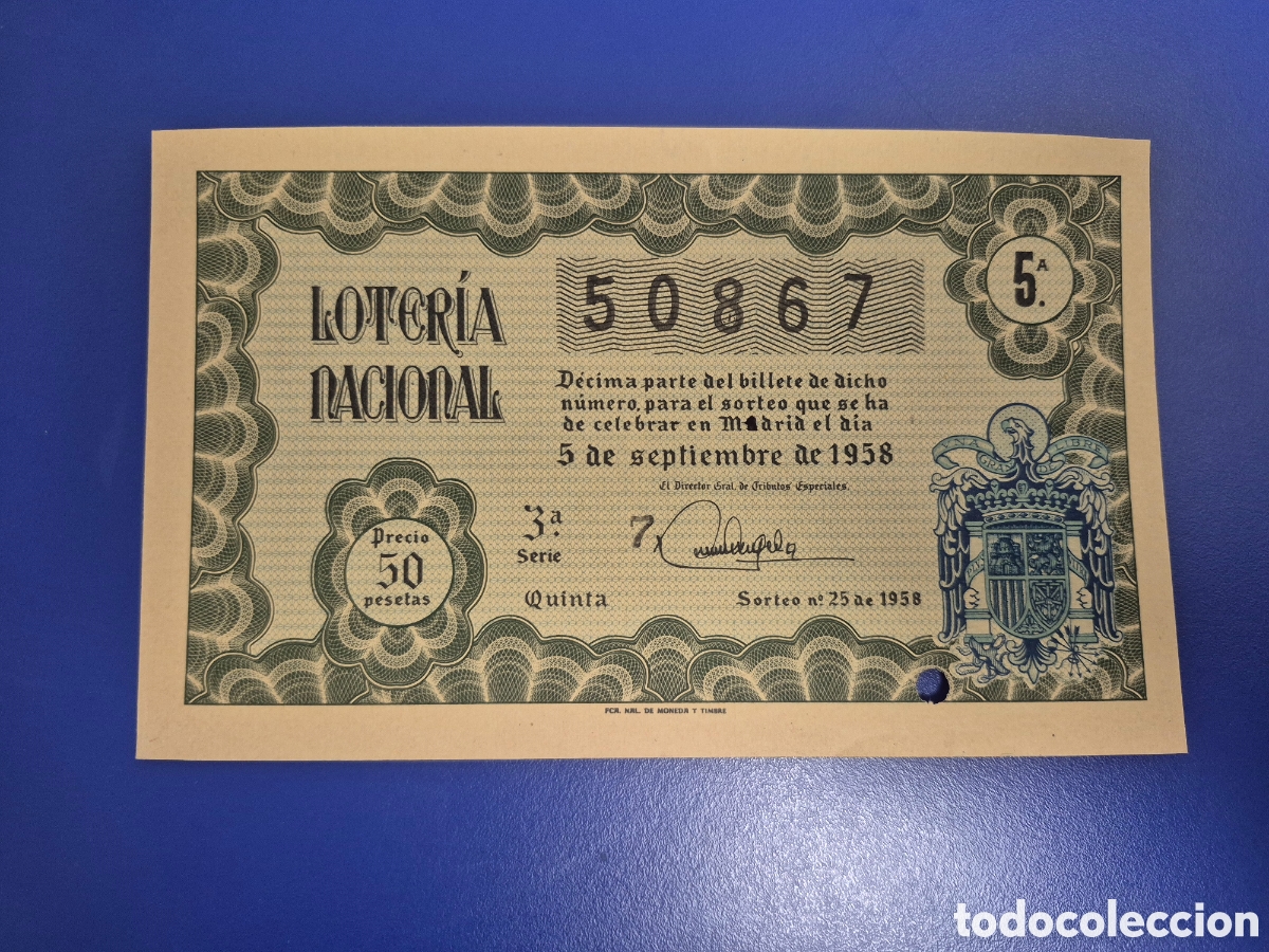 Loter&iacute;a nacional: LOTERIA NACIONAL SORTEO 25 DE 1958