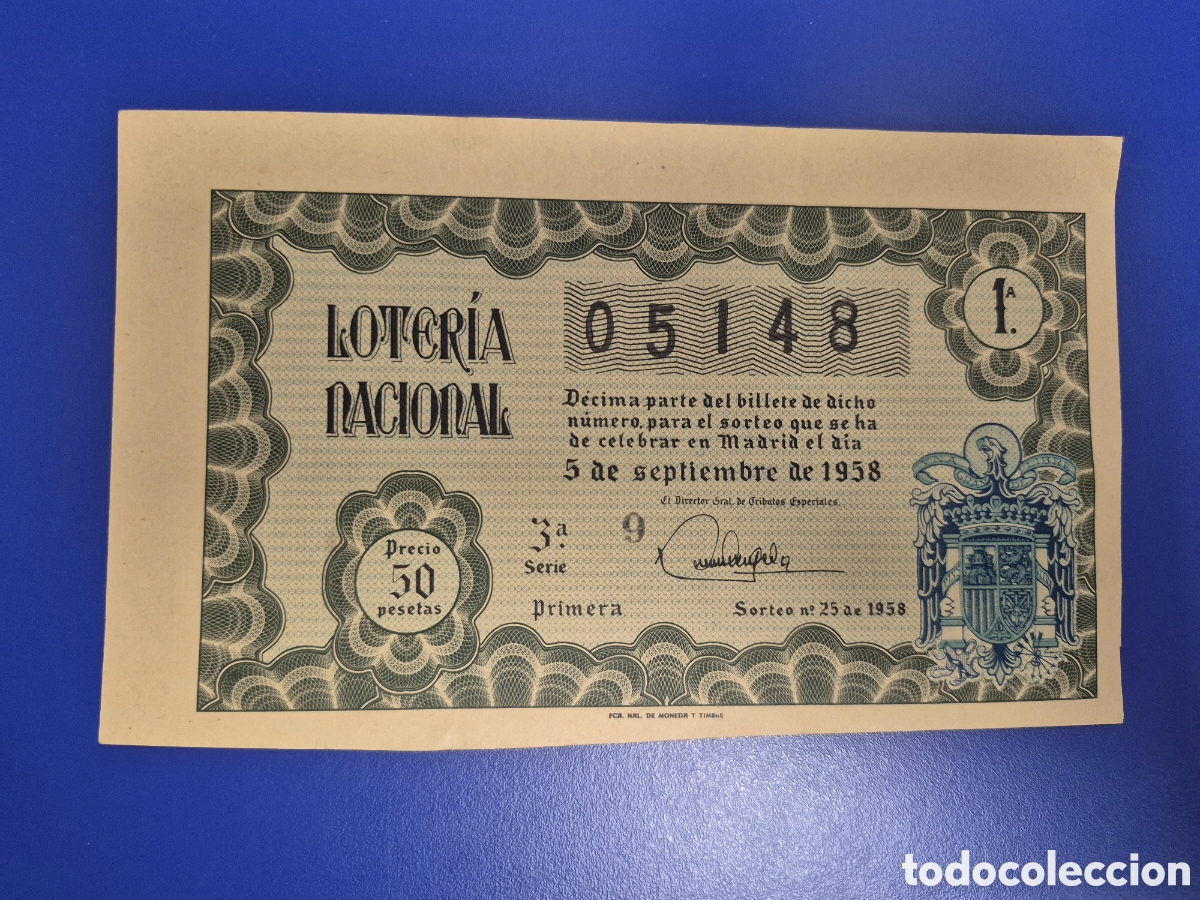 Loter&iacute;a nacional: LOTERIA NACIONAL SORTEO 25 DE 1958