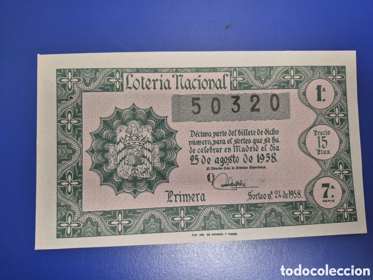 Loter&iacute;a nacional: LOTERIA NACIONAL SORTEO 24 DE 1958
